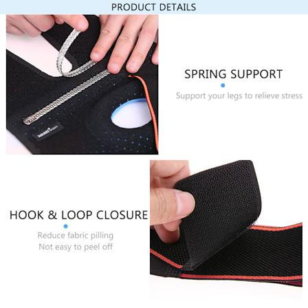 Professionel Justerbar Knæstøtte Patella Sportbeskytter Wrap Sort+Orange