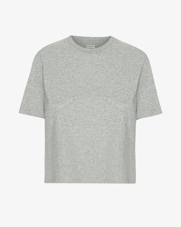 Organic Boxy Crop Tee - Heather Grey XS