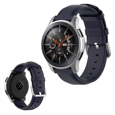 Genuine leather watch band for Samsung and Huawei watch - Dark Blue