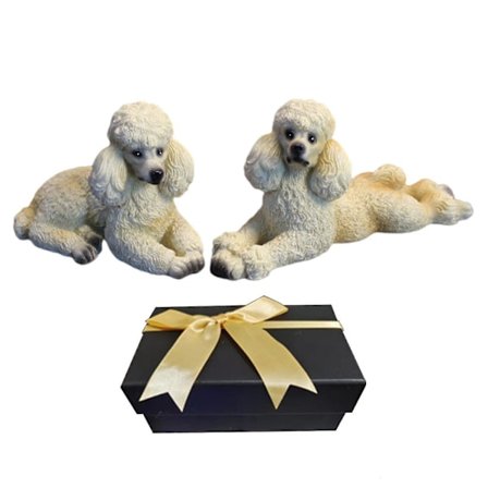 Poodle Hundestatue Dyr Figur Stue Kontor Dekoration Beige