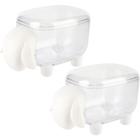 Sød Qtip-holder, 2 stk. tegneserie-fårformede vatpind-opbevaringsbokse vatrondeller holder badeværelse opbevaringsbeholder (hvid)