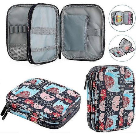 Virknåls- och stickfodral med Oxford-tyg, välgjort och lättåtkomligt, bärbar virkningsförvaringsorganisatör för att bära virknålar, övrigt_