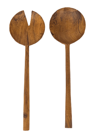 A World of Craft TEAK ROUND Salladsbestick Bestick Brun 7.5 x 26 cm