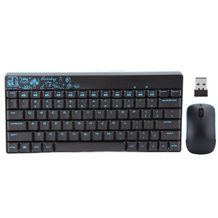 Trådløst tastatur og mus sett Protable Combo Mini Ultra Thin Silent 2.4Ghz for bærbar PC X210Black