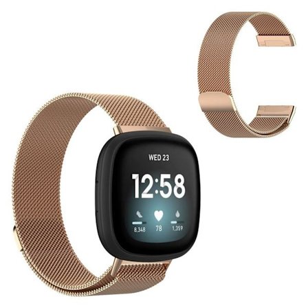 Fitbit Versa 3 rostfritt stål klockarmband - rosa guld / Storlek: S