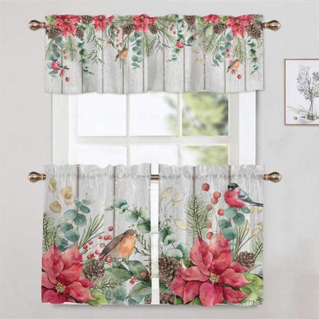 1/2 St Printed Rod Pocket Blackout Xmas Halv Gardin