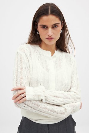 NA-KD Cardigan en maille torsadée - Pulls en maille torsadée - OffBlanc - XL (EU 46)