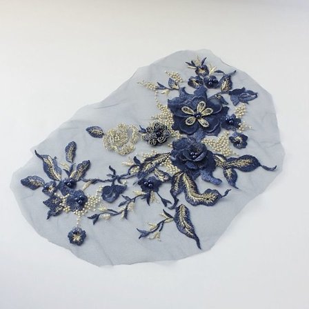 Brudekjole Trim Broderi Tyl Applikation Perle NAVY BLÅ