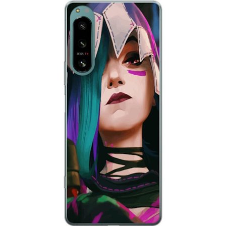 Kompatibelt Mobilskal till Sony Sony Xperia 5 IV Stiliserad porträtt av en kvinnlig karaktär med färgat hår, neonmarkeringar och grafisk illustrat
