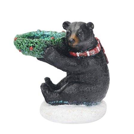 Lättviktig Ljusstake i Harts med Svart Björn, Lätt Att Använda Ornament