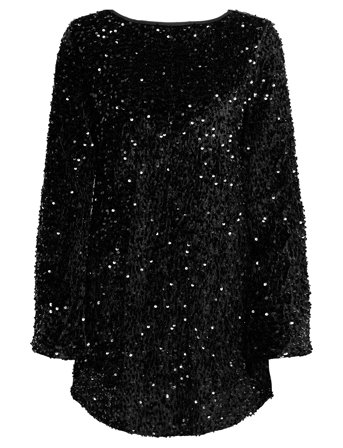 Onlanika Sequins Ls Bow Dress Wvn Cs Black ONLY