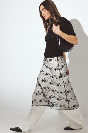 NA-KD Transparent Maxi Sequin Skirt - Lange nederdele - Sort - L (EU 42-44)