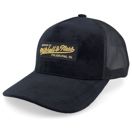 Mitchell & Ness - Svart trucker Keps - Hatstore Exclusive x Velvet M&n Box Logo Black A-Frame Trucker @ Hatstore