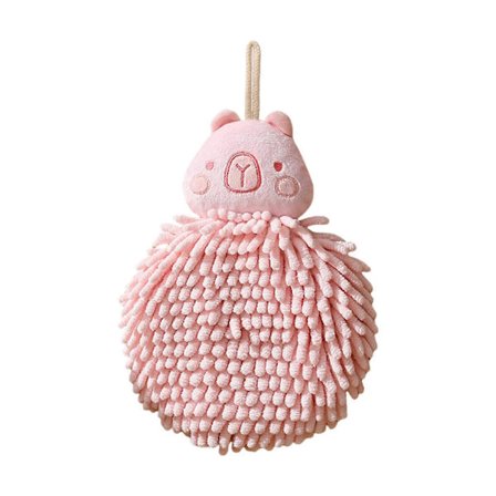 Chenille Håndklæder til Badeværelse, Køkken og Soveværelse, Hængende Håndtørrehåndklæde med Strop, Sjovt Capybara Håndklæde