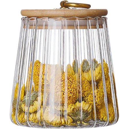 Glasbeholdere til kaffe, tørrede frugter, lufttæt beholder, dekorativ beholder med bambuslåg (650 ml)