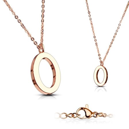 Bokstav halsband "O" i Rose Guldpläterad 316L kirurgiskt stål