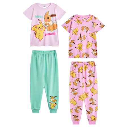 Pokemon Flickor Pikachu & Eevee Lång Pyjamas Set (2-pack) 7-8 År