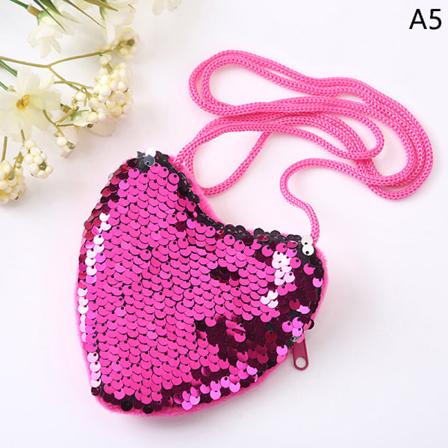 Kreativ paljettmyntpung Little Girl Messenger Love Shoulder A5