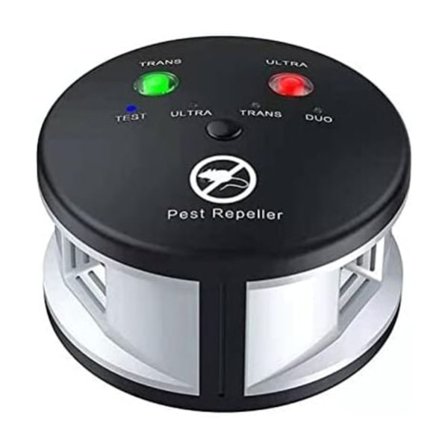 Ultralydrepeller 360° mot rotter, mus, gnagere, kakerlakker og insekter. Kraftige variable frekvenser, en rekkevidde på 550 m2.