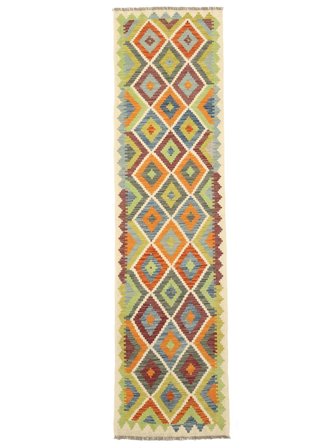 Hand Woven Kilim Afghan Old Style Rug 79X299 Wool Orange/Brown Small