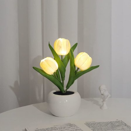 Bordlampe LED Tulipanlampe Kunstig Blomst Lille Natlampe, ZQKLA