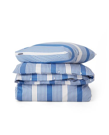 Lexington Blue/White Striped Cotton Sateen Bed Set