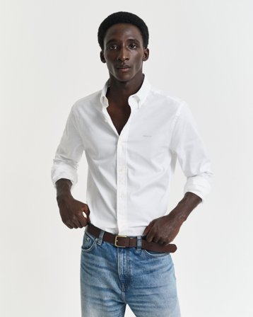 GANT Herren Slim Fit Pinpoint Oxford-Hemd (L) Weiß