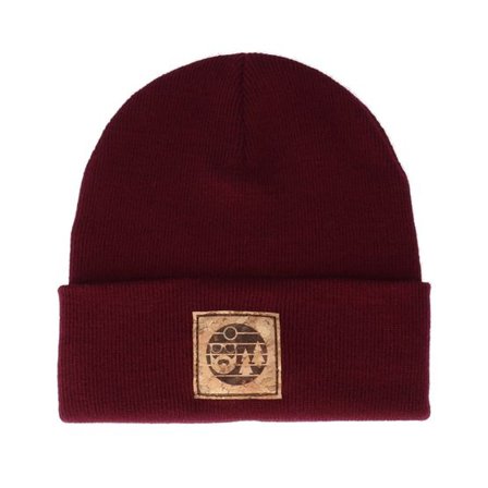 Bearded Man - Röd cuff Beanie - Sunset Logo Patch Burgundy Beanie @ Hatstore