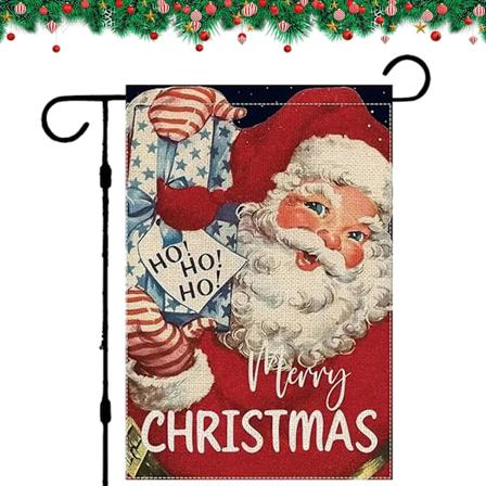 Julehaveflag 12x18 tommer Glædelig Jul Haveflag Dobbeltsidet Juleflag Juleudendørs Dekorationer Havedekoration, Julemand