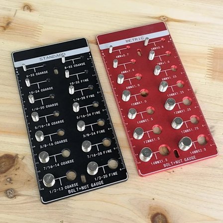 Gjengetester – SAE og metrisk mutter-/boltmåler 16+15 størrelser rustfritt stål