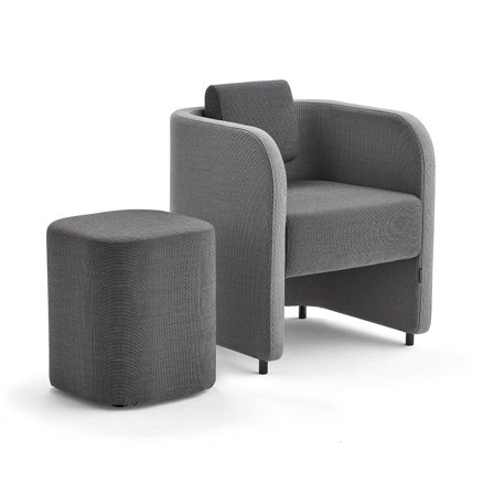 Möbelset COMFY: Armsessel & Stuhl mit Beinen, Wollbezug himmelblau/navy