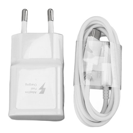 USB Hurtigladerblokk 9V EU-plugg 100-240V med kabel for S6 S7 S8 Hvit