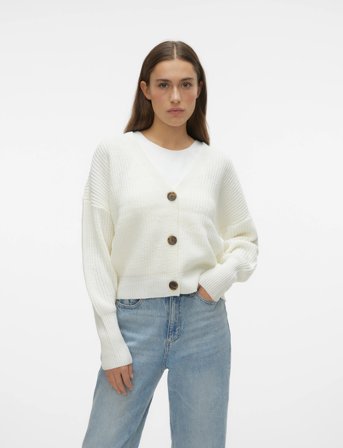 Vero Moda Vmlea Ls V-Neck Cuff Cardigan Noos - White - XS