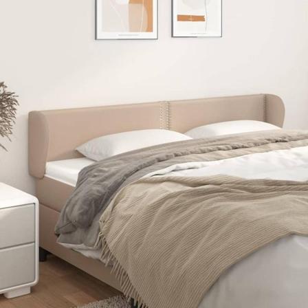 Vidaxl Huvudgavel Med Kanter Cappuccino 163x23x78/88 Cm Konstläd Brun