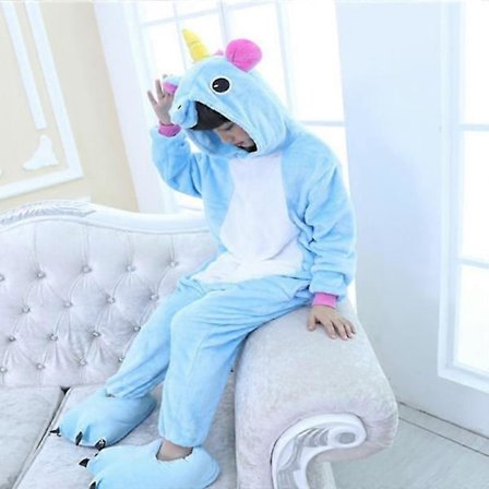 Lasten Poikien Tyttöjen Yksisarvinen Fleece Haalari Yksiosainen Pyjama Yöpuku LGL