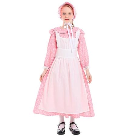 Child Little House Pioneer Girl -asu Amerikan historian kirjaviikon kukkainen mekko Cosplay Carnival Halloween -juhlamekko Pink S