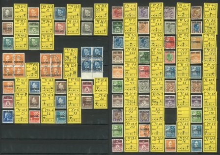 Danmark - Postfærge blandet lot med 58 enkeltmærker og 3 4-blokke