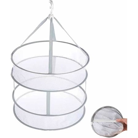 Tørrestativ til tøj, sammenklappeligt hængende net med 2 lag, kraftigt tørrestativ, hydroponisk tørrenet