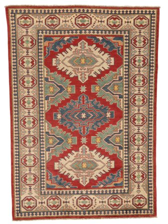 Kazak Fine Rug 172X253 Dark Red/Green Wool, Afghanistan