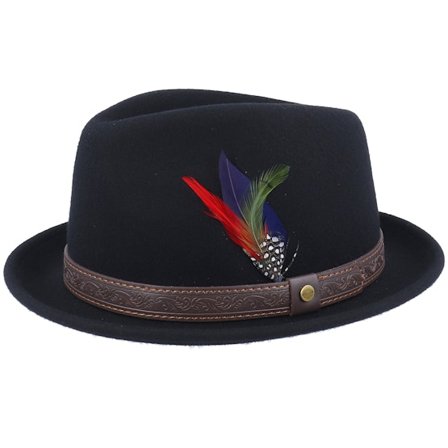 Stetson - Zwart fedora Hoed - Player Woolfelt Black Fedora @ Hatstore