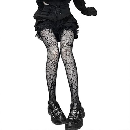 Gothic Women Black Mesh Fishnet Strømpebukse Spider Web mønstrede strømpebukser