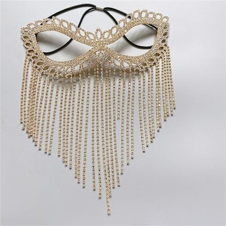 Kristall Slöja Mask Rhinestone Tassel Cat Eye Mask Belly Dance Maskerad Huvudbonad