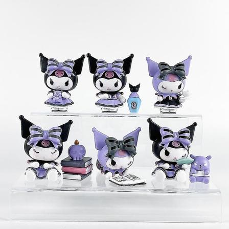 6st/ set Sanrio Characters Kuromi Action Figur Leksaker Lucky Divination Series Pvc Modell Dockor För Fans Barn Present Purple