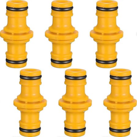 Trädgårdsslangskopplingar 6 Delar Gul Dubbel Hane Slangkoppling