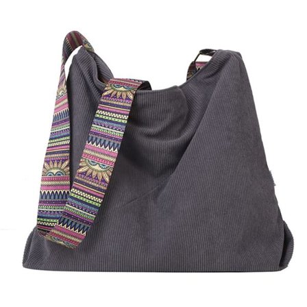 Kordfløyel Crossbody Tote Bag for kvinner, Casual skulderveske Tote Bag Stor kapasitet Shopping Crossbody Bag, grå grey