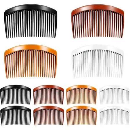 12 Stykker Fransk Hårkam med Side-twist, Dekorativ Hårkam i Plast for Kvinner, Tilbehør med Tenner, Styling Twist Side-klemmer, Tynt Hår (23 Ten...