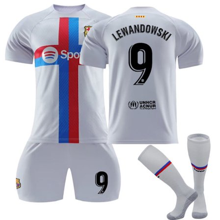 LEWANDOWSKI #9 tröja 22-23 Fotbollströjor Set för barn 2223 Barcelona Second Away M