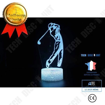 3D Holografisk Lampe Golf TD 7 Farver Fjernbetjening USB Strøm Bordredekoration Børneværelse Optisk Effekt LED Lys