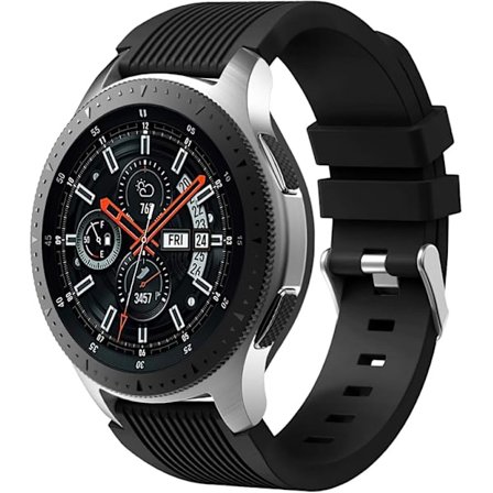 Rem för Samsung Galaxy Watch 3 45mm/Galaxy Watch 46mm/Huawei GT 2 46mm, 22mm mjukt silikon sportarmband ersättning svart