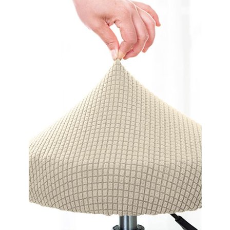 Stretch Stolskydd, Rund Sitskudde, Mjukt Skyddande Pallskydd, Kort Stolsitsöverdrag, för Stol, Beige